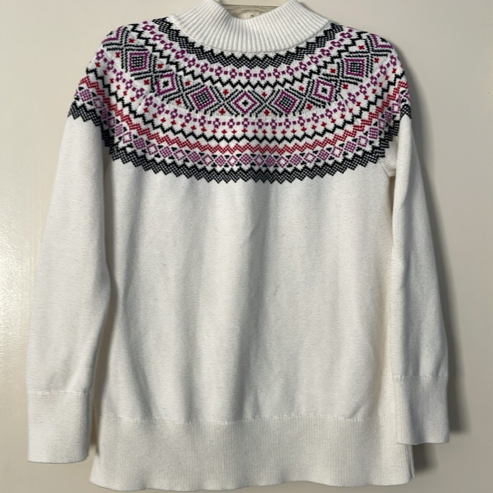 NWT Talbots Women's White and Pink Patterned Sweater, size small - Picture 4 of 5